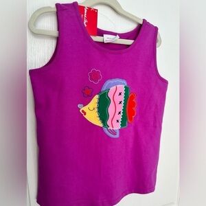 Hanna Andersson Fish applique purple tank top, size 10Y, NWT